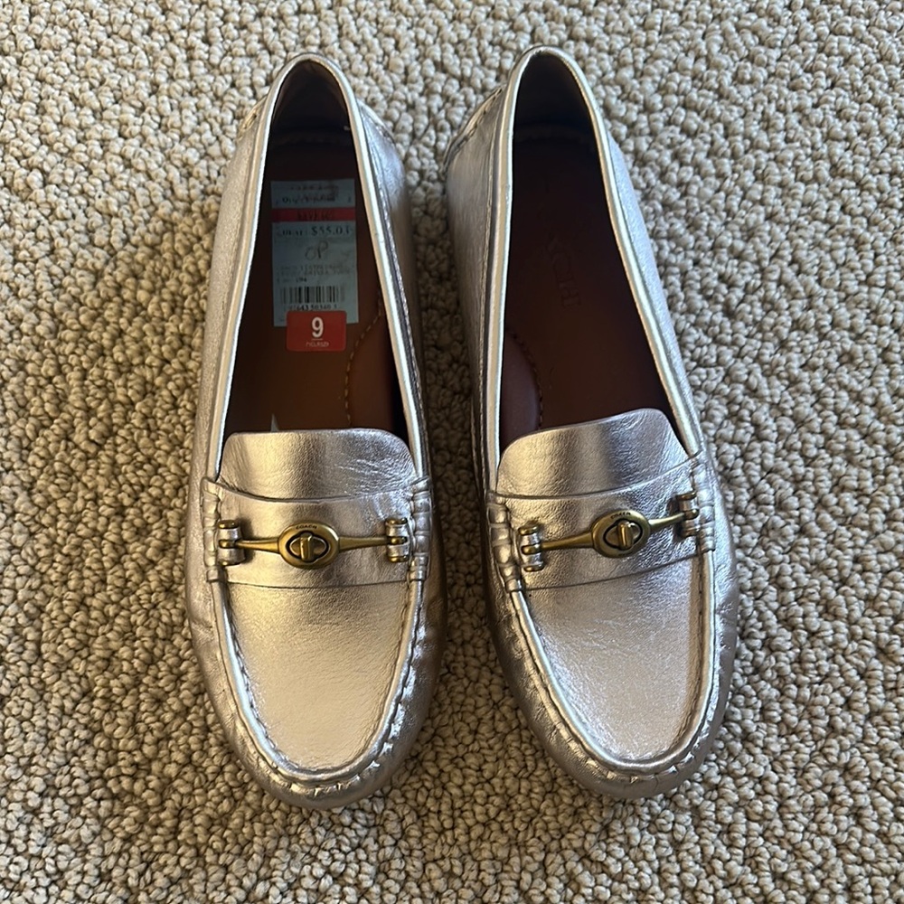 Coach Gold Loafers with Classic Design